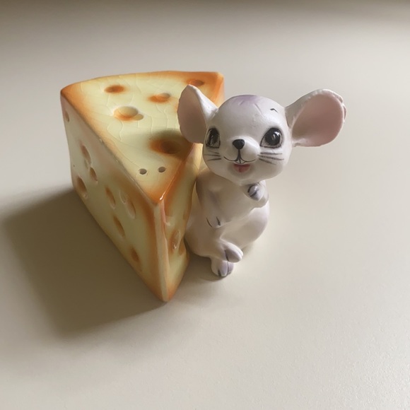 Vintage MCM Mouse & Cheese Slide In Place Salt & Pepper Shakers Set - Great Cond - Picture 7 of 14